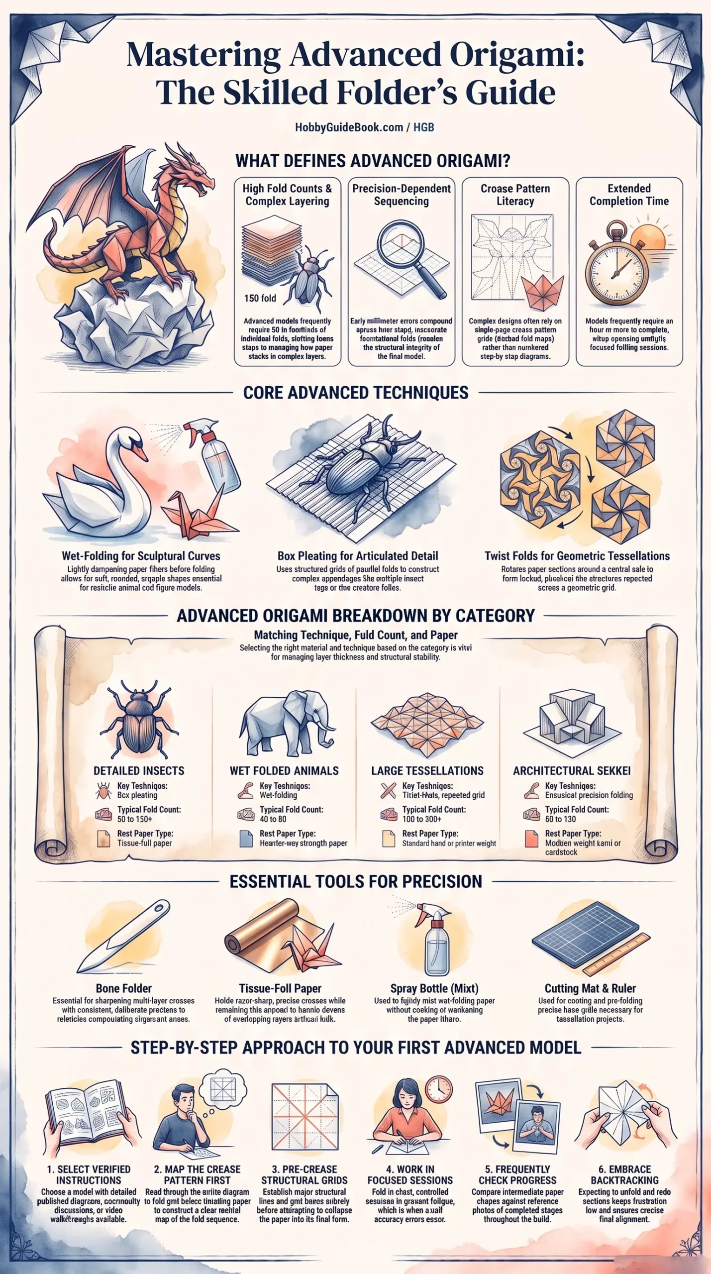 Detail Infographic of Advanced Origami Projects for Skilled Folders