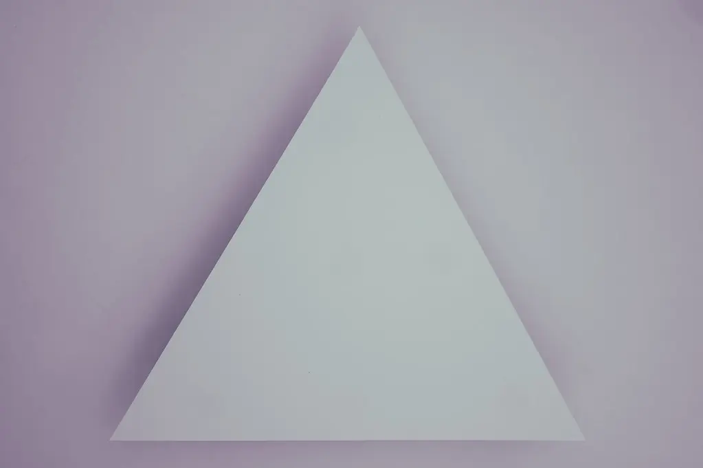 Triangular paper showing pre-existing diagonal crease lines used for shaping bird and frog base points.