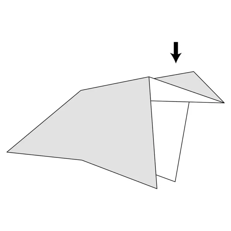 Paper point wrapped around the outside surface to create an angled outside reverse fold shape.